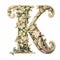 Ornate Rococo Letter K With Photorealistic Detail And Floral Accents