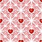 Ornate Seamless Pattern with Ruby Hearts