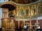 Ornate sermon delivery podium at the altar area of the Sankt Ansgars Kirke