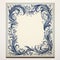Ornate Square Frame With Floral Branches In Blue