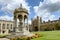 Ornate stone fountain in the Great Court