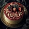 Ornate strawberry mascarpone cheesecake, food photography, generative AI