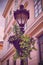 Ornate street lantern with beautiful hanging flower pot