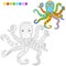 Ornate stylized octopus for children coloring book