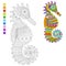 Ornate stylized seahorse for children coloring book