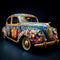 Ornate Traditional Wedding Car with Vibrant Ethnic Patterns