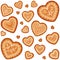 Ornate vector traditional gingerbread heart set