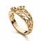 Ornate Vine Design Gold Ring With White Diamonds