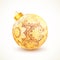 Ornate vintage golden isolated Christmas ball