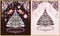 Ornate vintage sweet Christmas greeting cards variation with floral decorative paper cut out border, xmas tree, pink angels and ha