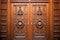 ornate wooden library door with intricate design