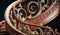 Ornate wrought iron balustrade spirals with classical elegance generated by AI