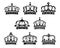 Ornated heraldic royal crowns set