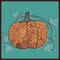 Ornated pumpkin, stylized Halloween card