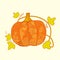 Ornated pumpkin, stylized Halloween card