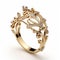 Ornately Carved Gold Ring With Romantic Floral Motifs