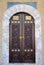 Ornately decorated wood and brass inlay door of Sarajevo mosque Bosnia Hercegovina