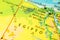 Orographic map of Egypt. With references in spanish. Concept of cartography, travel, geography. Differential approach