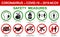 Ð¡orona virus set infographic illustration icons. Concept with protective safety measures and precautions warning signs antivirus