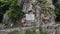 OROPA, BIELLA, ITALY - JULY 7, 2018: aero View of beautiful large inscription on rock near Shrine of Oropa, sanctuary