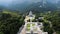 OROPA, BIELLA, ITALY - JULY 7, 2018: aero View of beautiful Shrine of Oropa, Facade with dome of the Oropa sanctuary