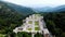 OROPA, BIELLA, ITALY - JULY 7, 2018: aero View of beautiful Shrine of Oropa, Facade with dome of the Oropa sanctuary