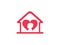 Orphan child adoption family with heart shape iconic logo design