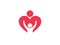 Orphan child adoption family with heart shape iconic logo design