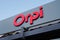 Orpi facade round sign logo and brand text on office real estate red store broker