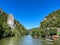 Orsova, Romania, August 20th, 2021: the view of Decebal face in the rocks
