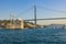 Ortakoy or Buyuk Mecidiye Mosque and Bosphorus Bridge view.