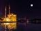 Ortakoy Mosque at night, moonlight view, Istanbul, Turkey