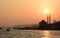 Ortakoy mosque sunset silhouette. Istanbul. Turkey