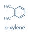 Ortho-xylene o-xylene aromatic hydrocarbon molecule. Skeletal formula.