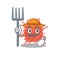 Orthocoronavirinae in Farmer cartoon character with hat and pitchfork