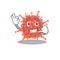 Orthocoronavirinae mascot cartoon design showing Call me gesture