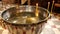 Orthodox baptism bowl of holy water with candles