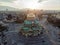 Orthodox Cathedral Alexander Nevsky, in Sofia, Bulgaria. Aerial photography in the sunset