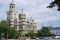 Orthodox cathedral with multiple gilded domes