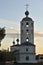 Orthodox Christian white stone Church in Russia on the banks of the Volga river on a summer day in the evening