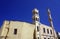 Orthodox church with a bell tower and minaret