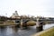 Orthodox church and bridge over Neris river