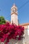 Orthodox Church with Flowers to Karavomylos town, Kefalonia, Ionian islands, Greece