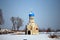 Orthodox church of the Intercession of the Theotokos in the winter.