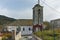 Orthodox church and small street in village of Theologos,Thassos island, Greece