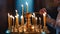Orthodox Church Wax Candles: Illuminating Divine Service on Black Generated image