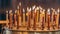 Orthodox Church Wax Candles: Illuminating Divine Service on Black Generated image