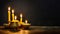 Orthodox Church Wax Candles: Illuminating Divine Service on Black Generated image