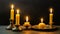 Orthodox Church Wax Candles: Illuminating Divine Service on Black Generated image