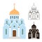 Orthodox churches vector icons. Religion buildings isolated on white background
